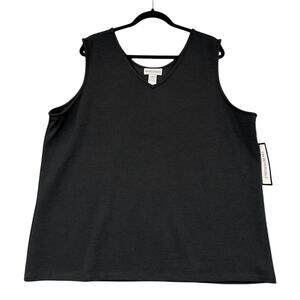 Drapers And Damons Black V Neck‎ Ribbed Textured Fabric Sleeveless Top Size 2X